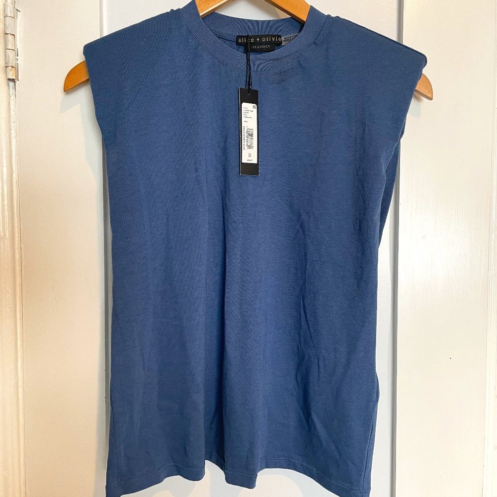 ALICE + OLIVIA Sleeveless Braxton Padded Shoulder Tee